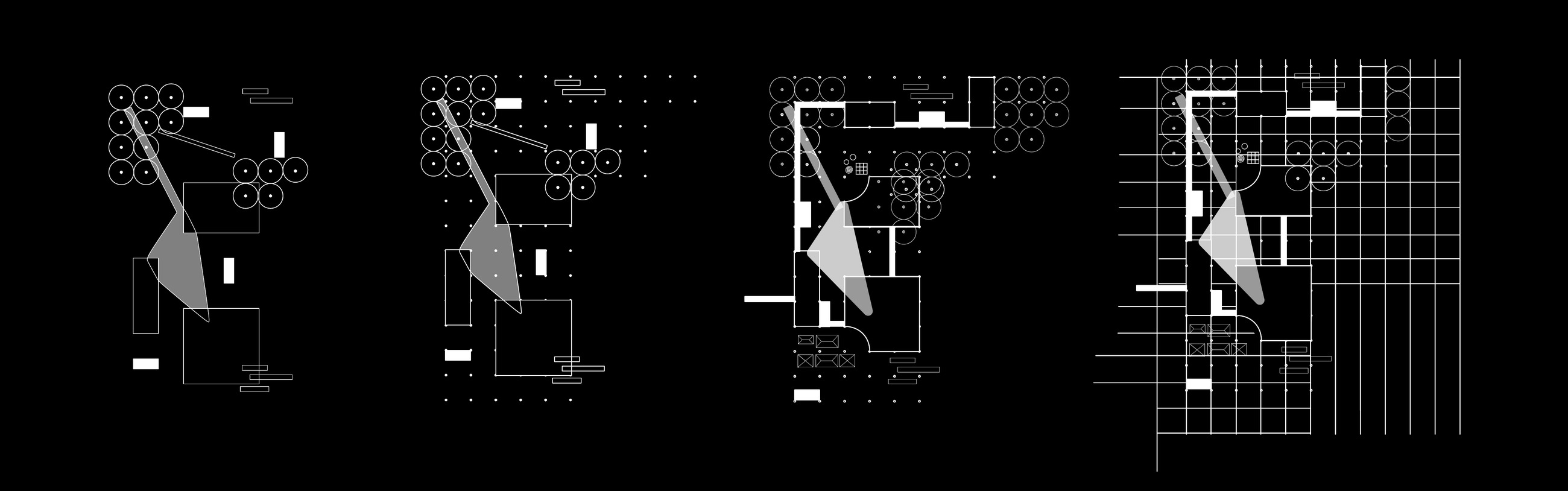 Misaligned: four plan diagrams showing the proposal shifting out of alignment with the city grid.